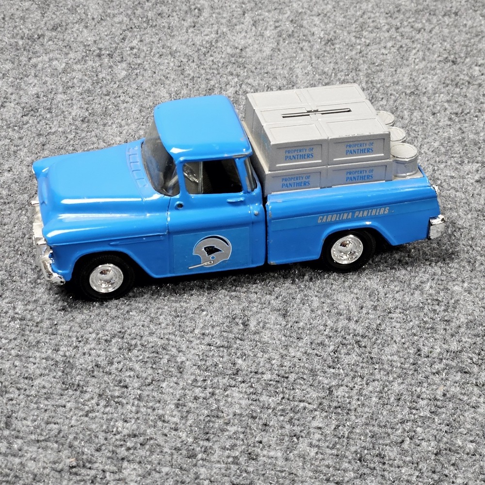 Carolina Panthers Ertl 1955 Chevrolet Cameo‎ Pickup Truck Bank Blue NFL Diecast